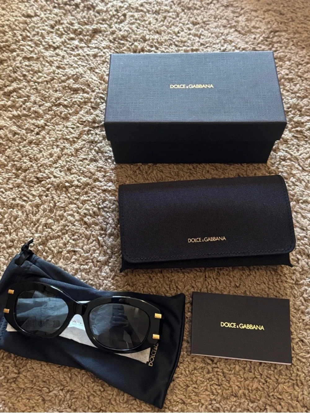 Never Worn Dolce & Gabbana Black Luxury sunglasses with tags and Box